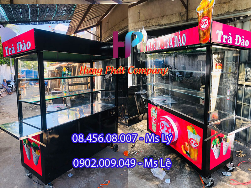 xe đẩy bán trà đào