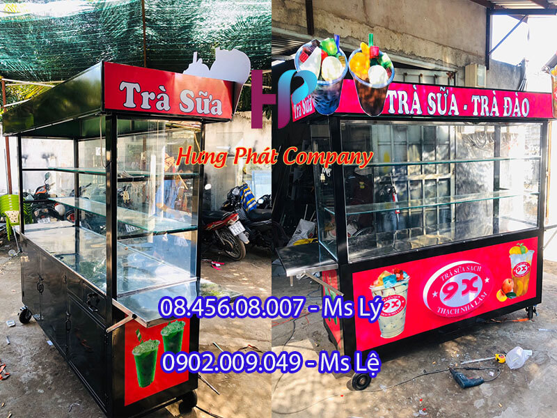 xe đẩy bán trà đào ấn tượng