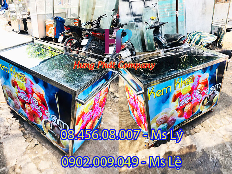 xe bán kem bằng inox tiện ích