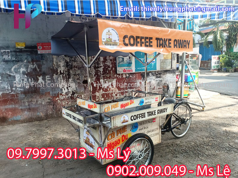 xe đạp bán cà phê take away tiện lợi