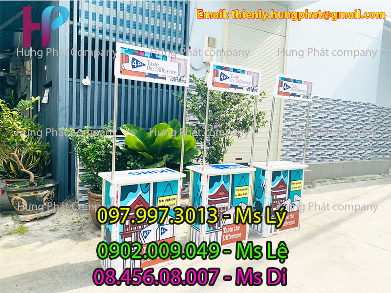 quầy booth sampling gấp gọn nhôm lưu động