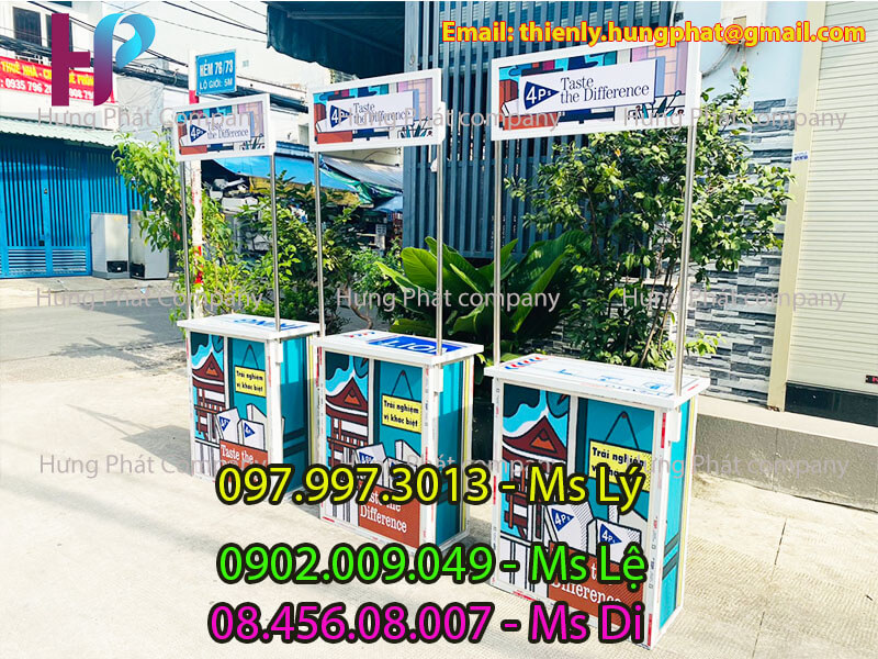 quầy booth sampling gấp gọn nhôm