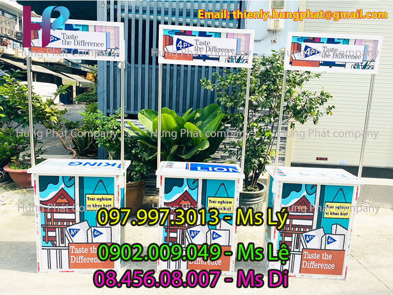 quầy booth sampling gấp gọn bằng nhôm