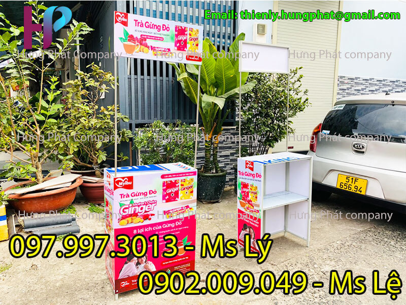 quầy booth sampling gấp gọn lắp ráp