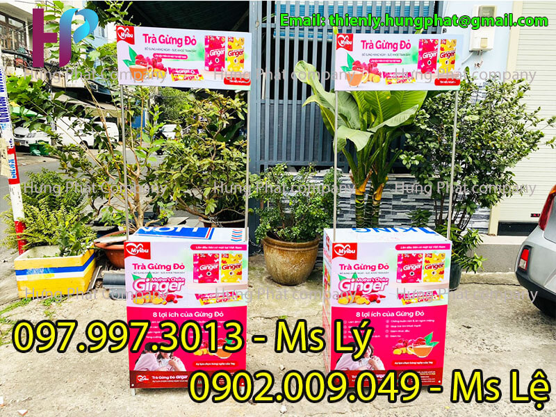 quầy booth sampling gấp gọn tiếp thị