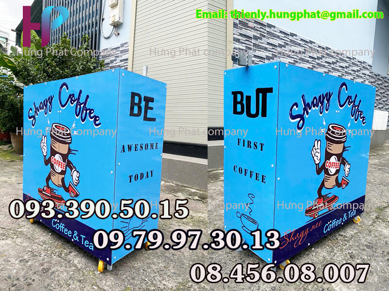 quầy cà phê lưu động vỉa hè xếp gọn