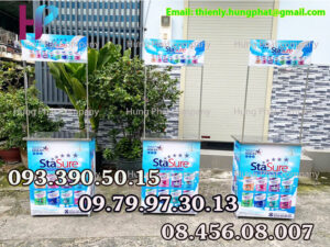 quầy tiếp thị sữa xếp gọn quảng cáo